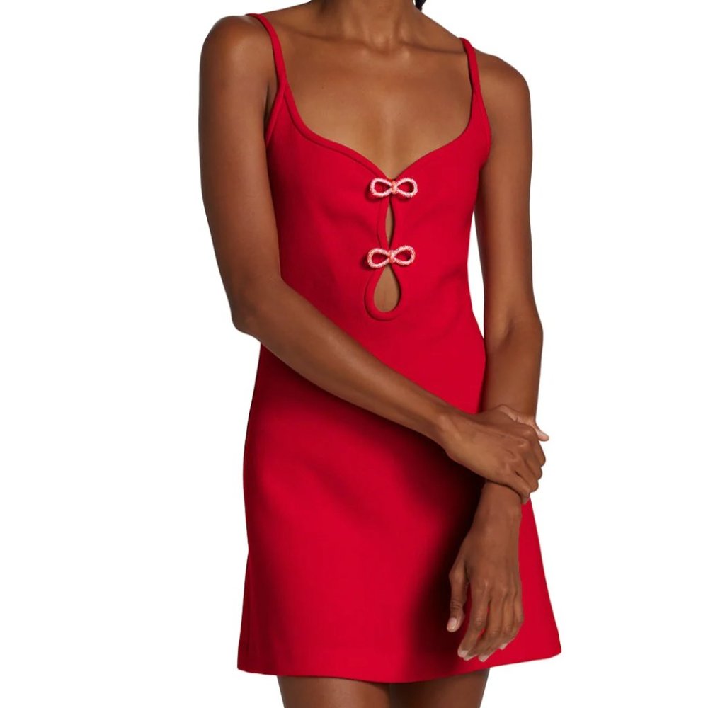 NWOT MACH & MACH Crystal Bow Red Mini Dress $744
